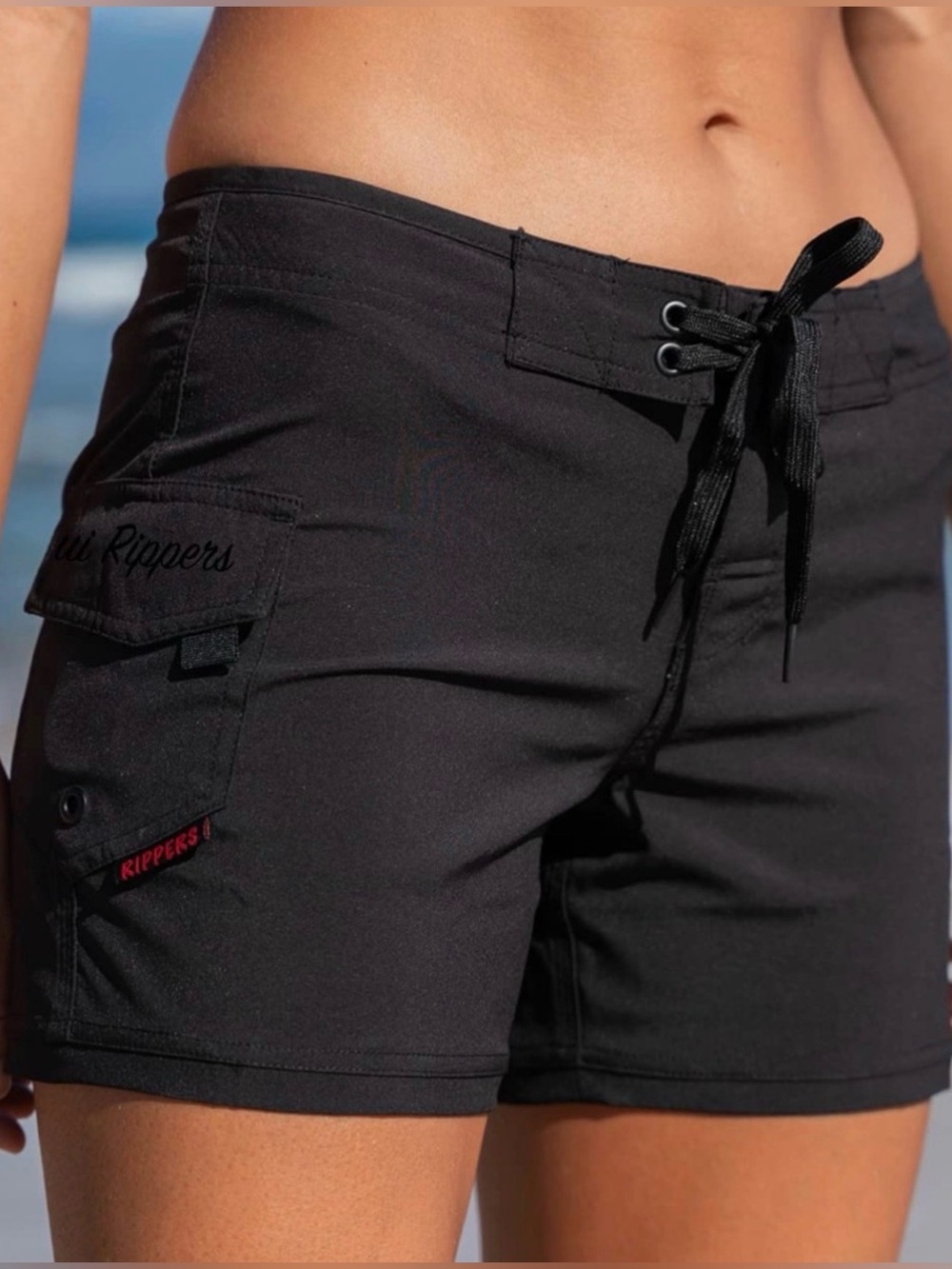 Maui Rippers Black Cargo Performance Board Swim Shorts Size 14
